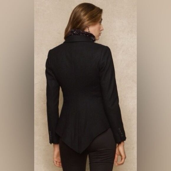 Ralph Lauren Made in Italy Black Cropped Tuxedo Gail Tailcoat - Picture 3 of 16